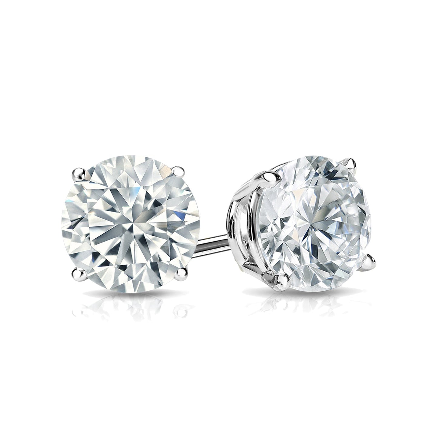 Four Prong Basket Set Round Brilliant Diamond Stud Earrings