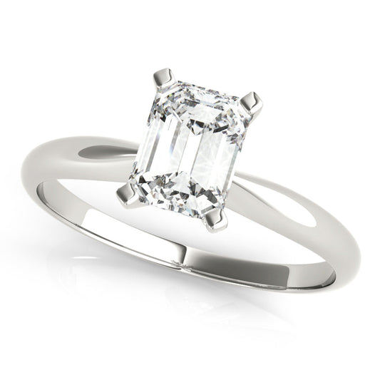 14K White Gold Emerald Cut Diamond Solitaire Engagement Ring (1ctw)