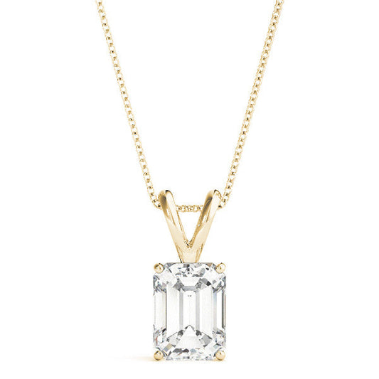 14K Yellow Gold Emerald Cut Diamond Solitaire Pendant (1ct)