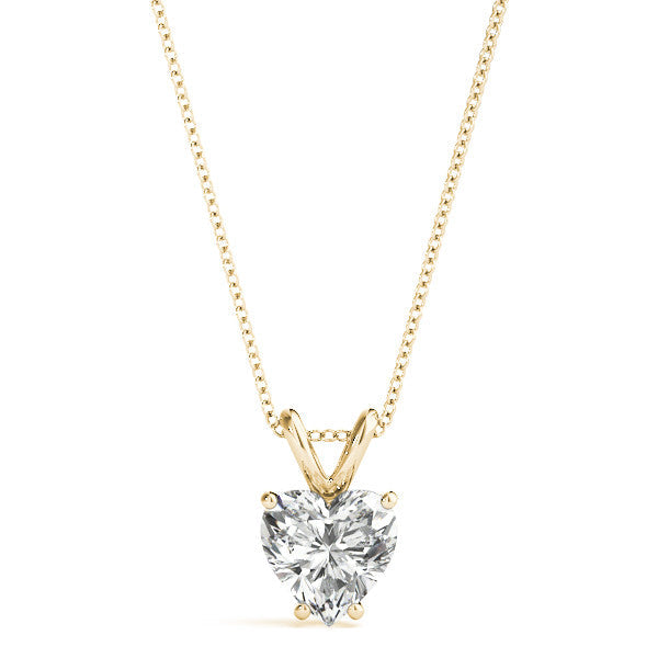 14K Yellow Gold Heart Shape Diamond Solitaire Pendant (1ct)