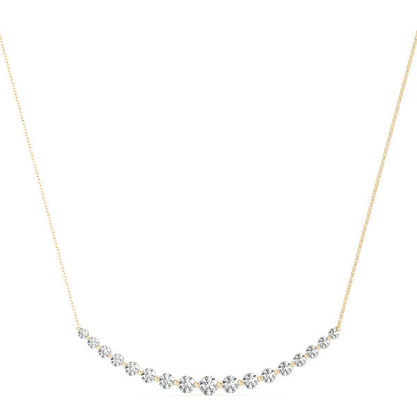 14K Yellow Gold Round Brilliant Lab-Grown Diamond Shared Prong Smile Necklace (1.50ctw)