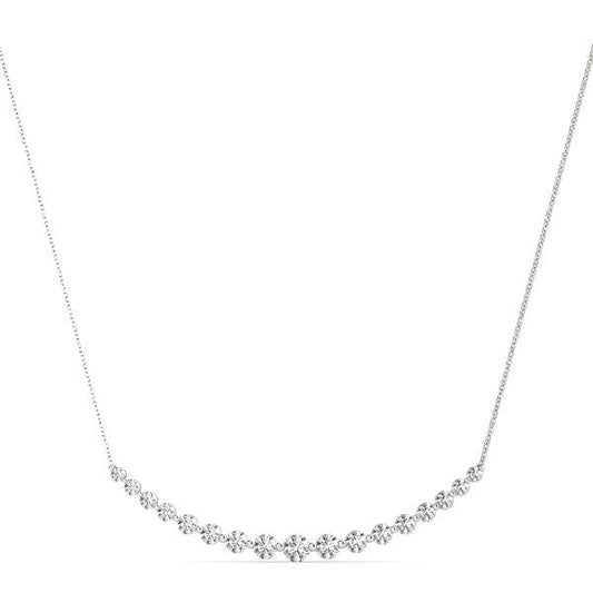 14K White Gold Round Brilliant Lab-Grown Diamond Shared Prong Smile Necklace (1.50ctw)