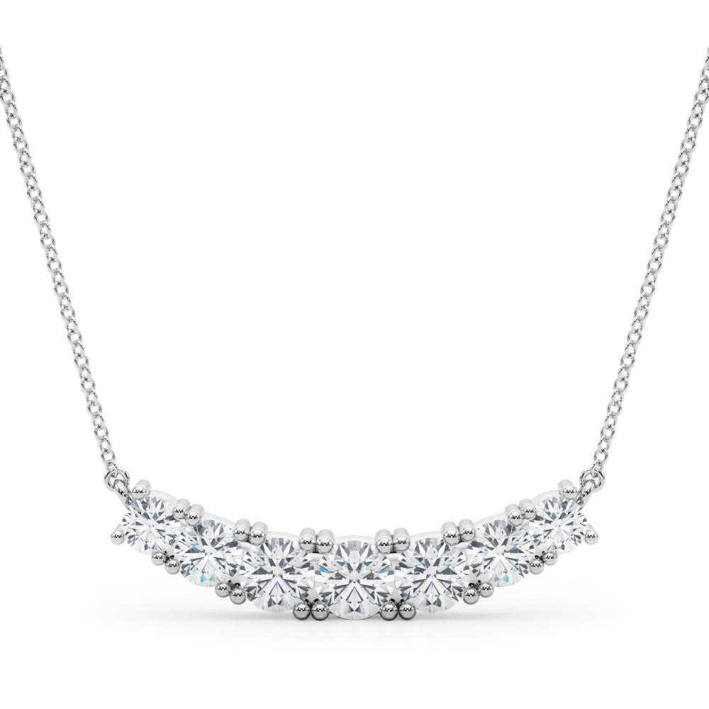 14K White Gold Round Brilliant Lab-Grown Diamond Smile Necklace (.88ctw)