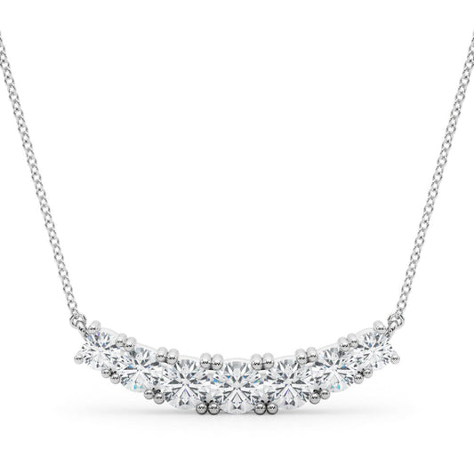 14K White Gold Round Brilliant Lab-Grown Diamond Smile Necklace (.88ctw)