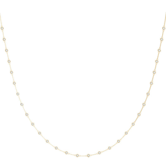 14K Yellow Gold Round Brilliant Lab-Grown Diamonds By The Inch Necklace (2ctw)