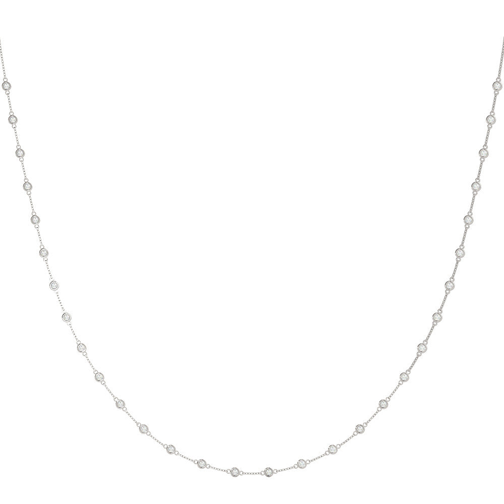 14K White Gold Round Brilliant Lab-Grown Diamonds By The Inch Necklace (2ctw)