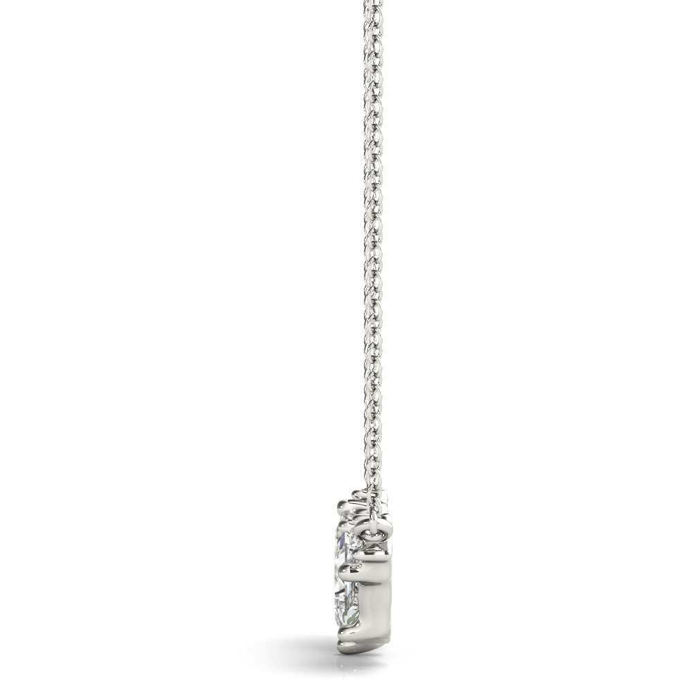 14K White Gold Princess Cut And Round Lab-Grown Diamond Smile Necklace (.63ctw)