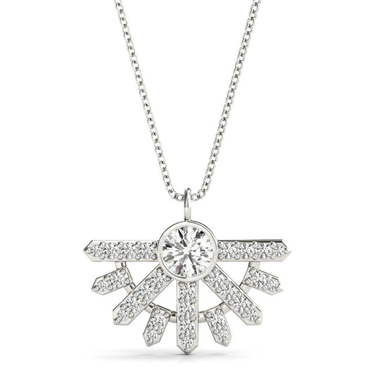 14K White Gold Round Brilliant Lab-Grown Diamond Fashion Pendant (.25ctw)