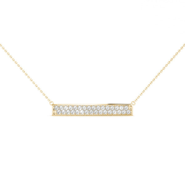 14K Yellow Gold Round Brilliant Lab-Grown Diamond Pave Bar Necklace (.30ctw)