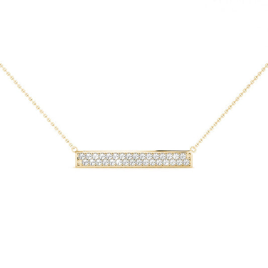 14K Yellow Gold Round Brilliant Lab-Grown Diamond Pave Bar Necklace (.30ctw)