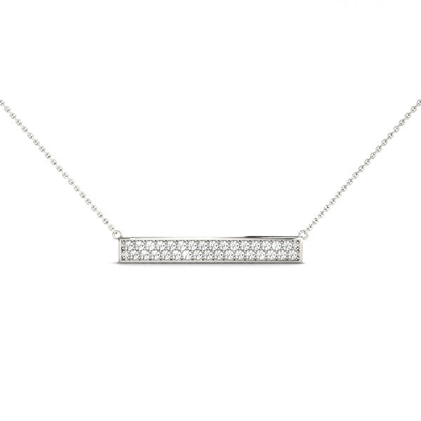 14K White Gold Round Brilliant Lab-Grown Diamond Pave Bar Necklace (.30ctw)