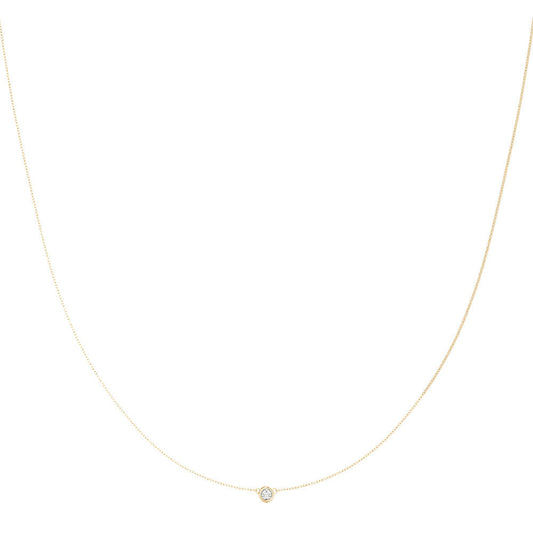 14K Yellow Gold Round Brilliant Lab-Grown Diamond Bezel Set Solitaire Necklace (.25ctw)