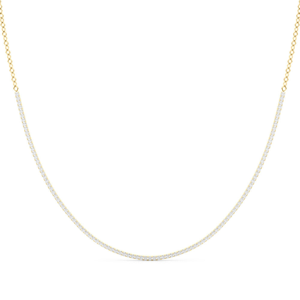 14K Yellow Gold Round Lab-Grown Diamond Riviera And Bead Necklace (5.25ctw)