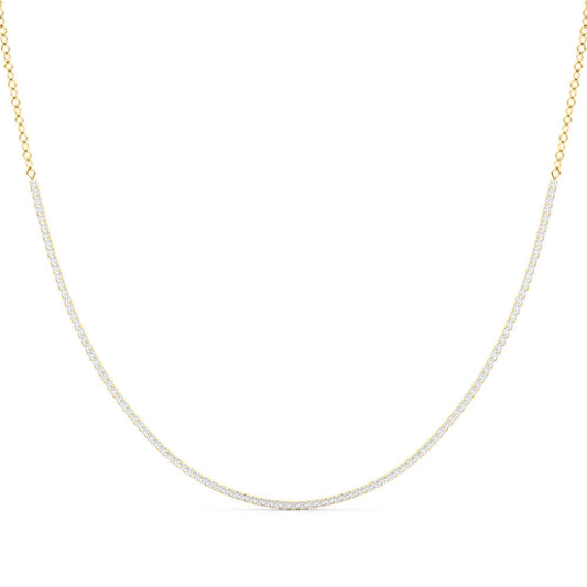 14K Yellow Gold Round Lab-Grown Diamond Riviera And Bead Necklace (5.25ctw)