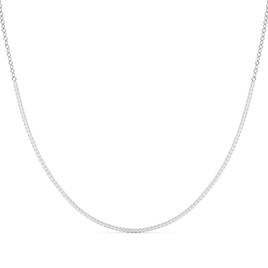 14K White Gold Round Lab-Grown Diamond Riviera And Bead Necklace (5.25ctw)