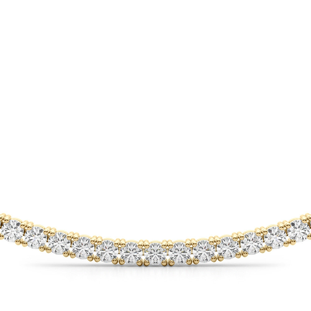 14K Yellow Gold Round Lab-Grown Diamond Riviera And Bead Necklace (5.25ctw)