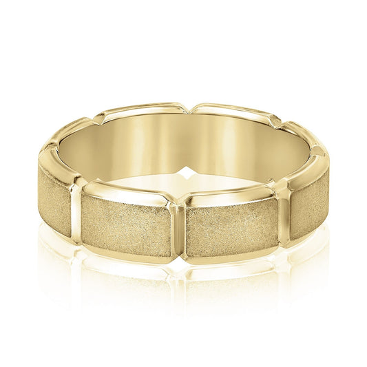 14K Yellow Gold Men's 6MM Wedding Ring With Brushed Finish 