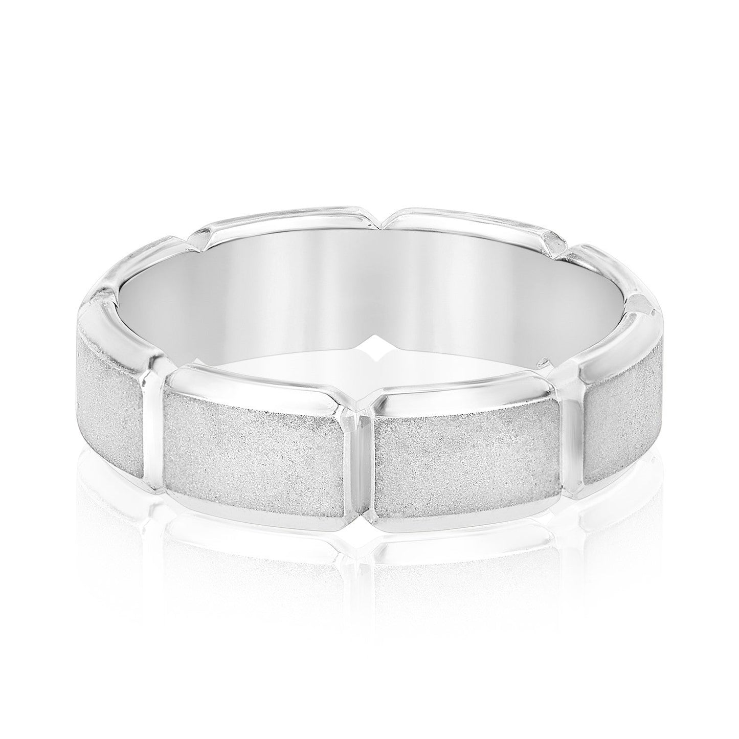 14K White Gold Men's 6MM Wedding Ring With Brushed Finish