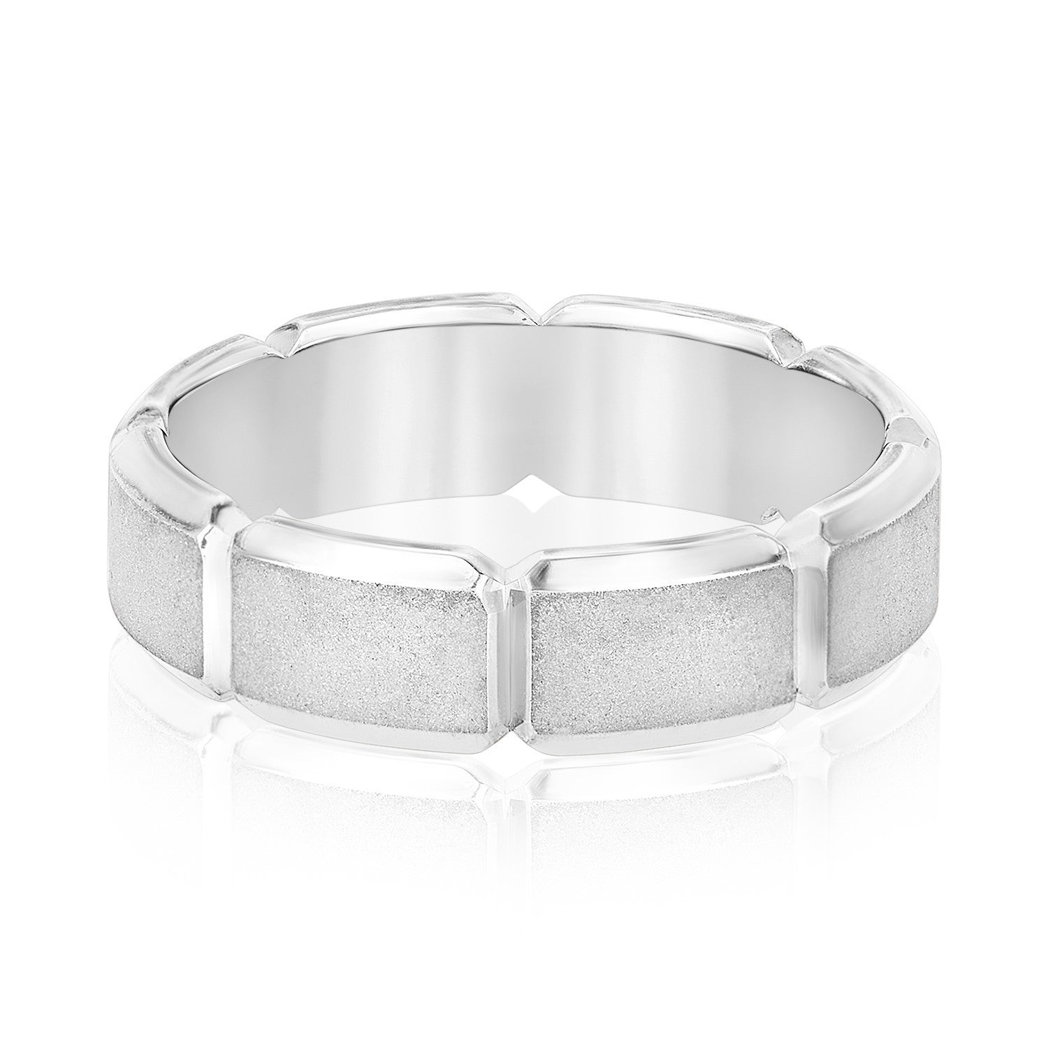 14K White Gold Men's 6MM Wedding Ring With Brushed Finish