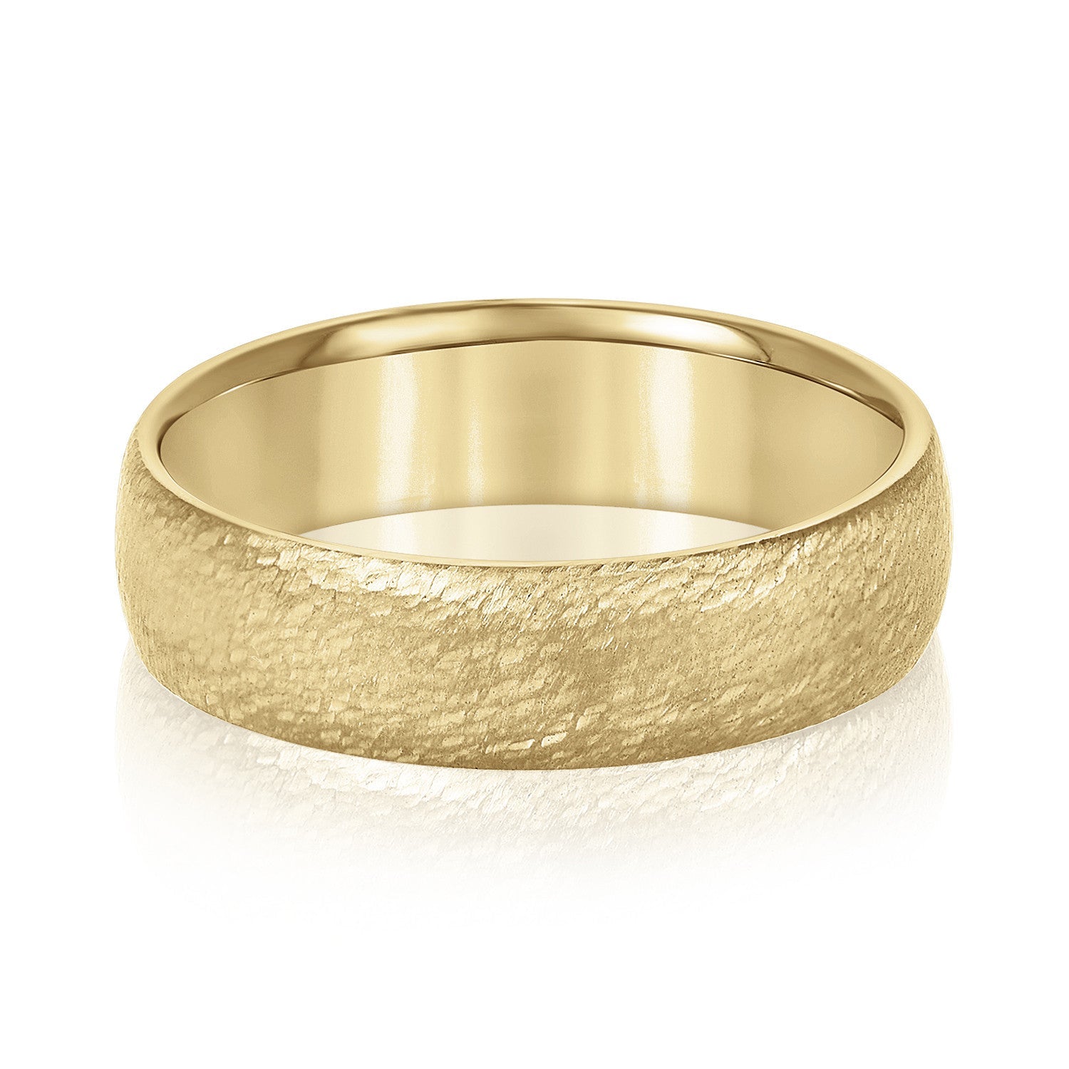 14K Yellow Gold Men's 6MM Wedding Ring With Brushed Finish 