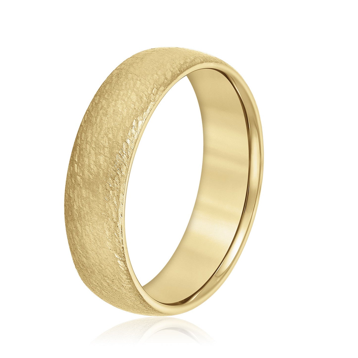 14K Yellow Gold Men's 6MM Wedding Ring With Brushed Finish 