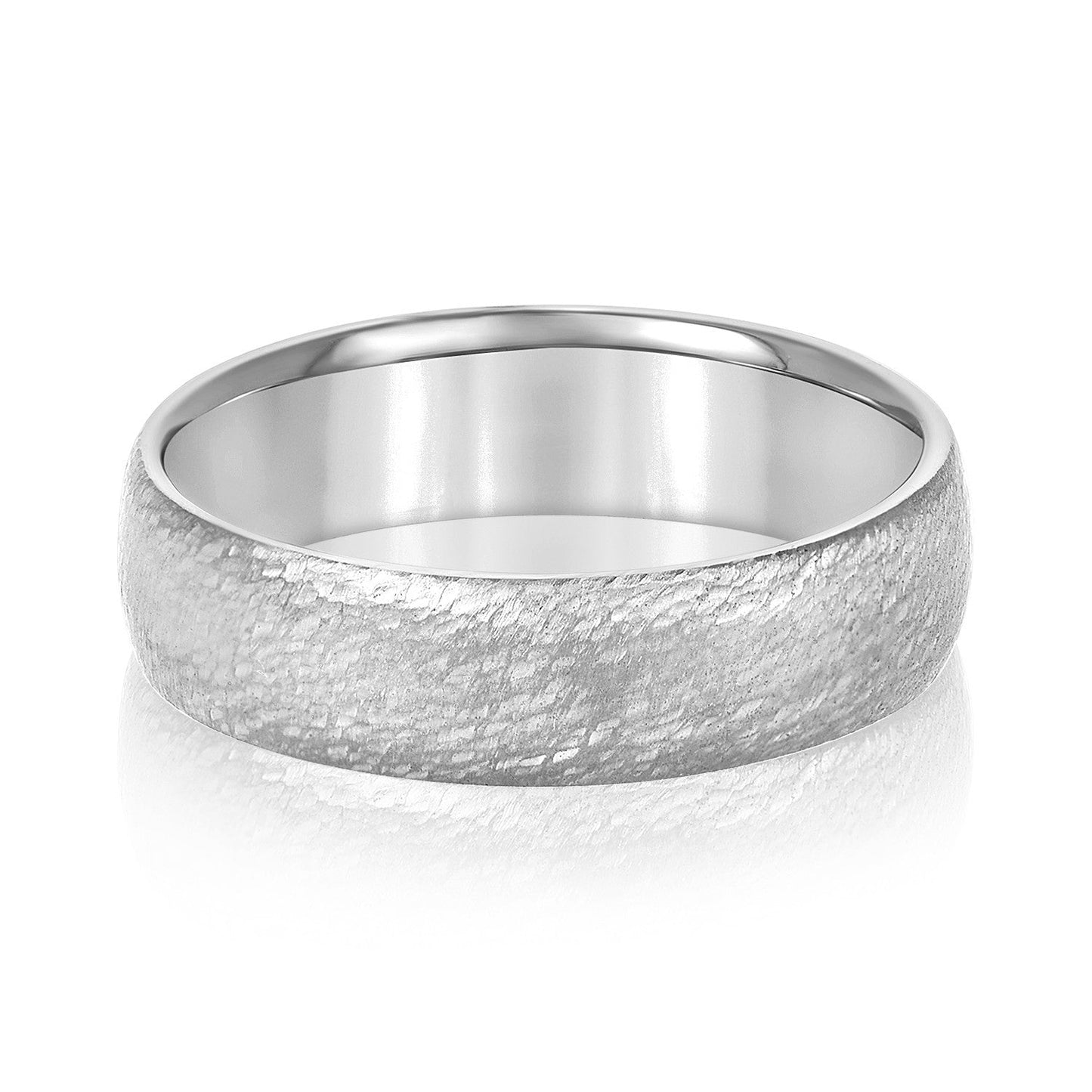 14K White Gold Men's 6MM Wedding Ring With Brushed Finish