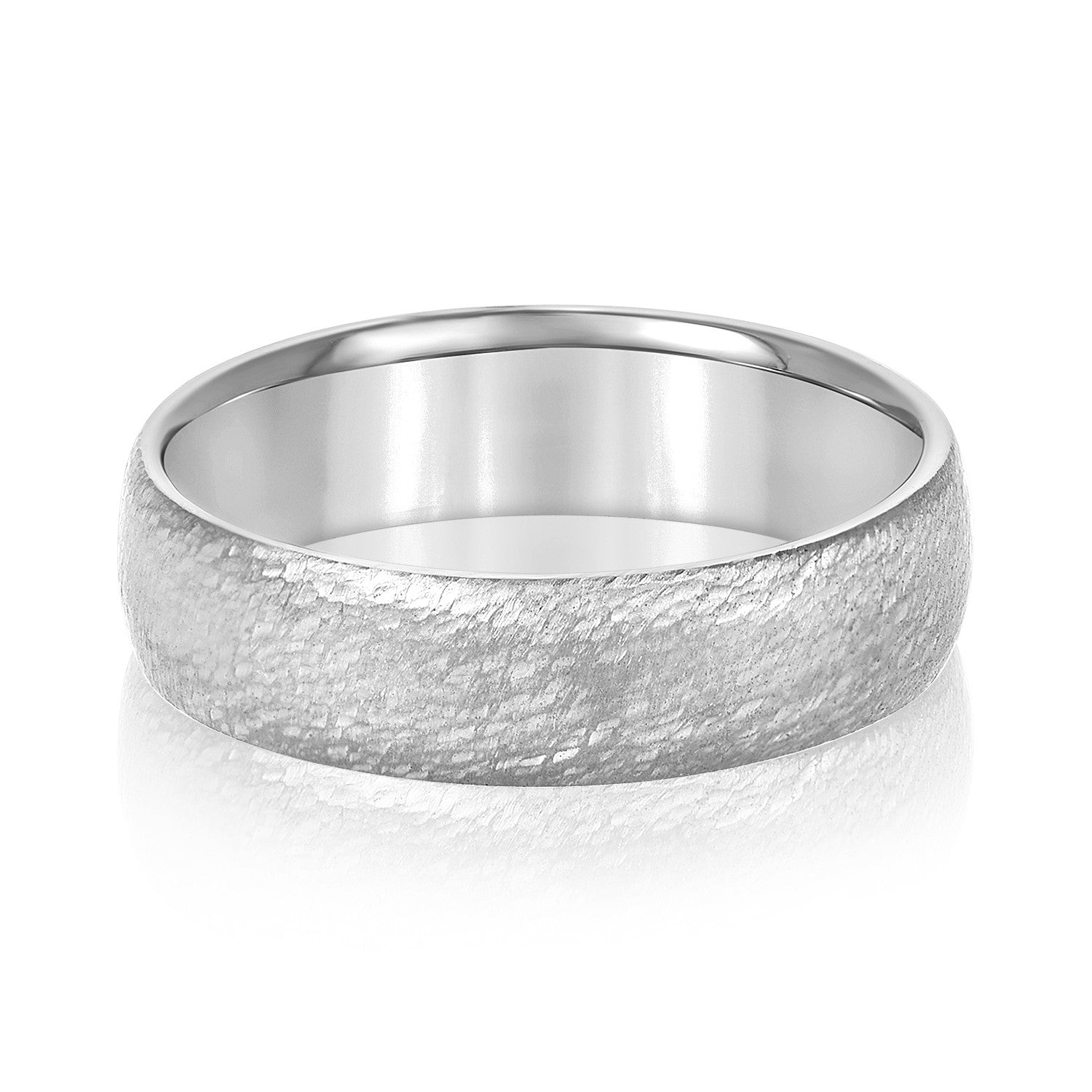 14K White Gold Men's 6MM Wedding Ring With Brushed Finish