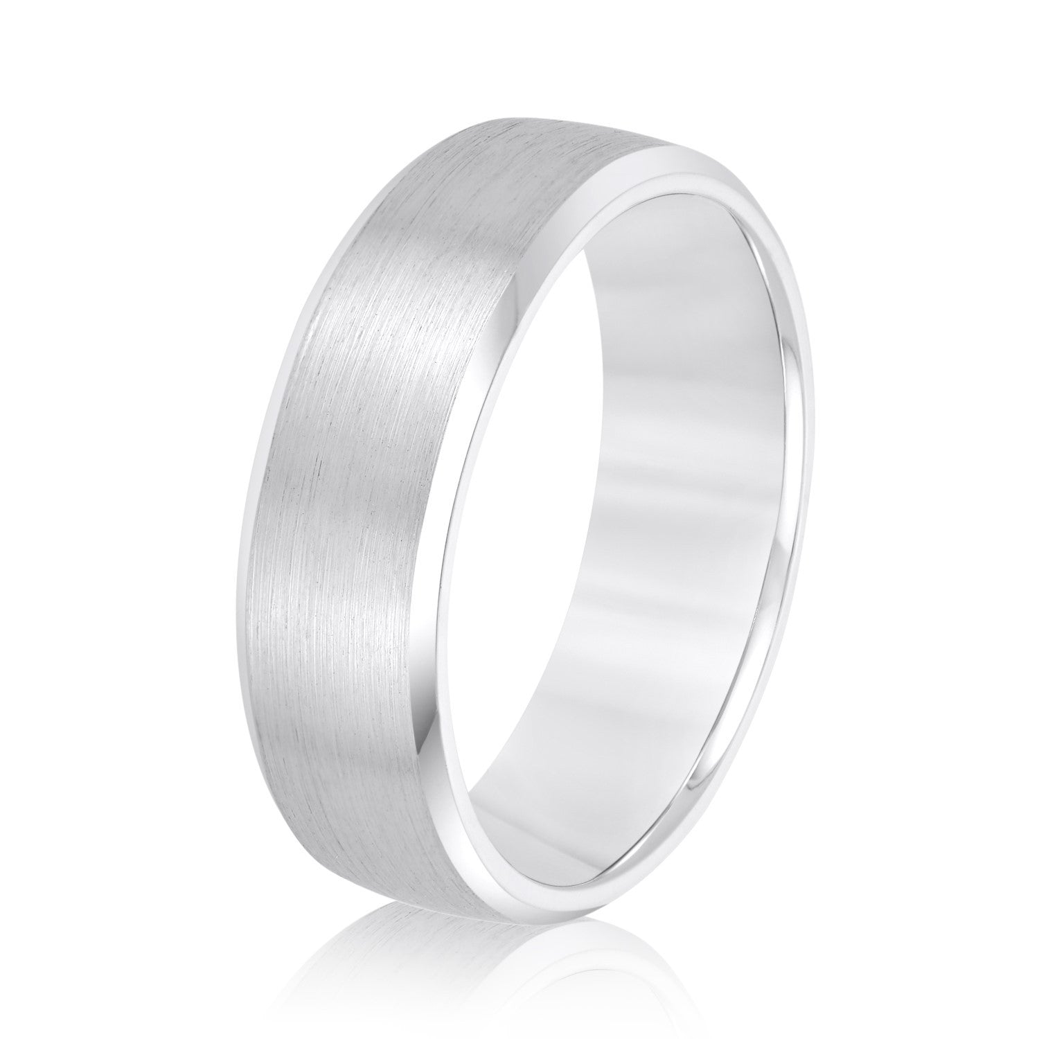 14K White Gold Men's 6MM Wedding Ring With Satin Finish