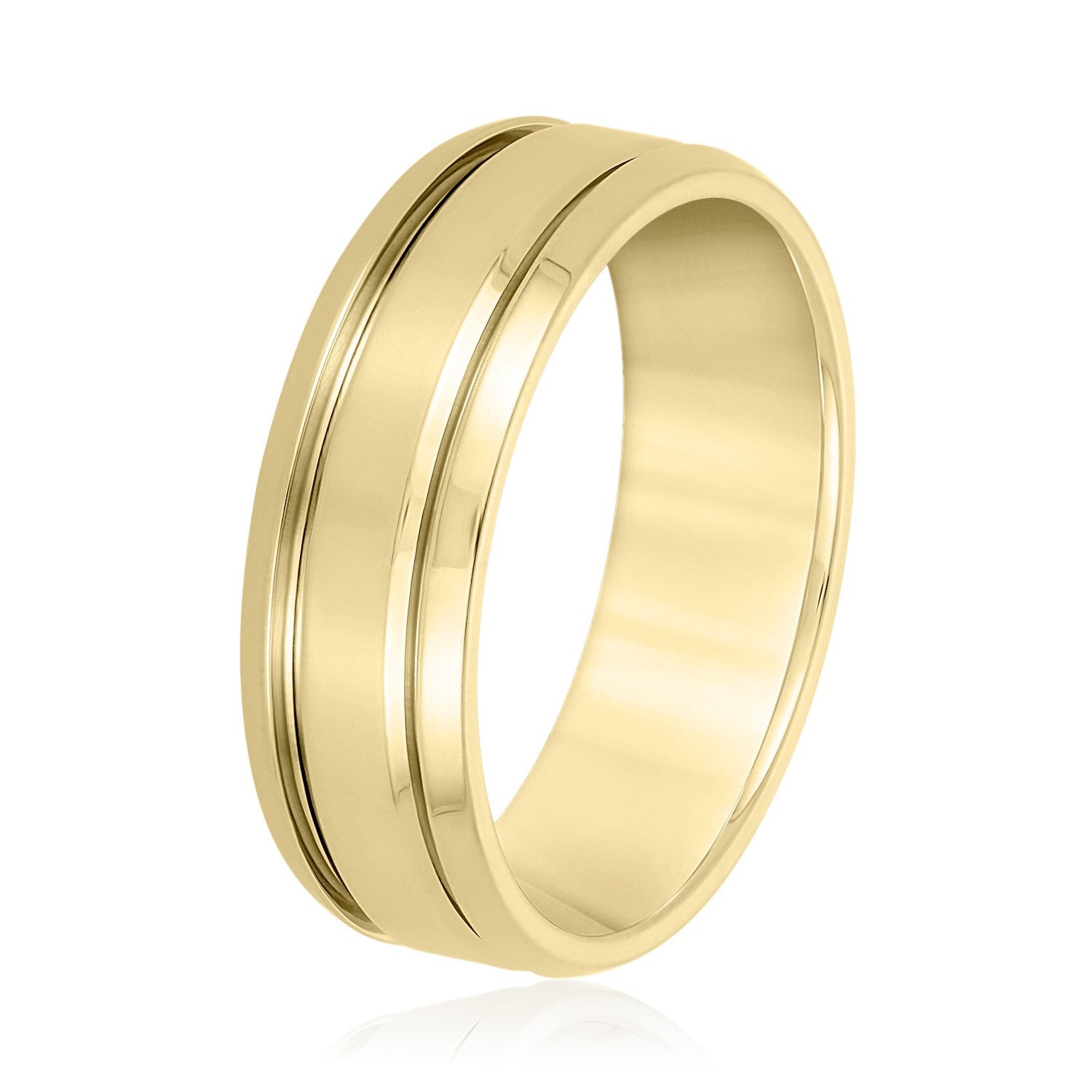 14K Yellow Gold Men's 6MM Beveled Wedding Ring 