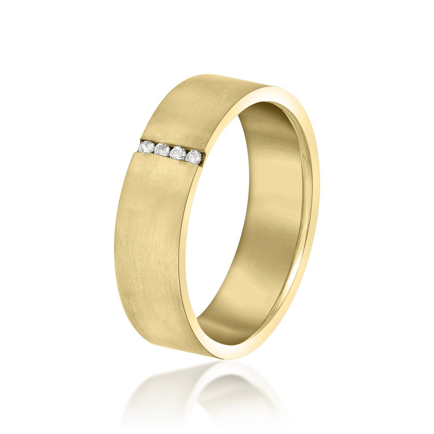 14K Yellow Gold Men's 6MM Vertical Diamond Channel Wedding Ring (.05ctw)