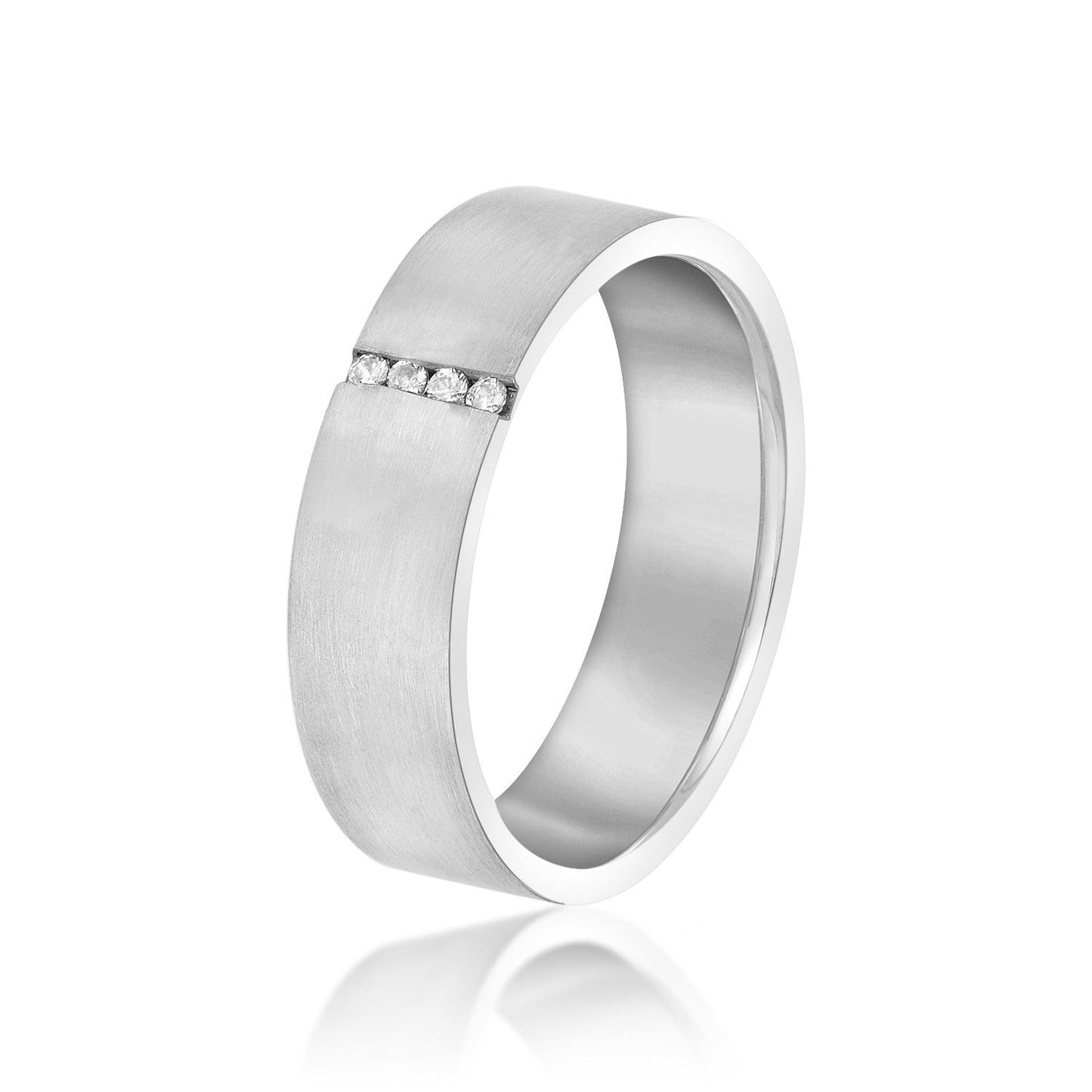 14K White Gold Men's 6MM Vertical Diamond Channel Wedding Ring (.05ctw)