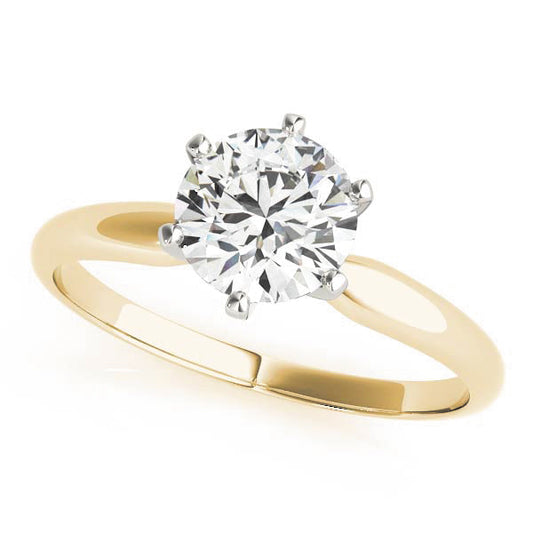 14K Yellow Gold Round Brilliant Diamond Six Prong Solitaire Engagement Ring (1ctw) 