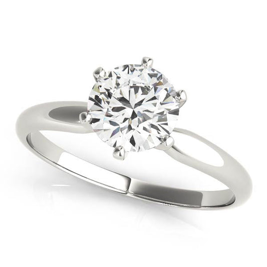 14K White Gold Round Brilliant Diamond Six Prong Solitaire Engagement Ring (1ctw) 