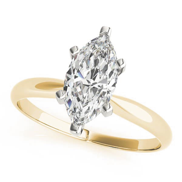 14K Yellow Gold Marquise Diamond Six Prong Solitaire Engagement Ring (1ctw) 