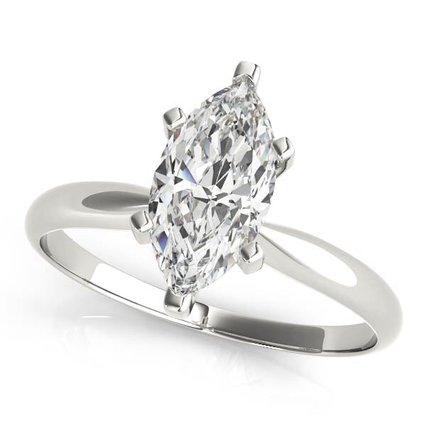 14K White Gold Marquise Diamond Six Prong Solitaire Engagement Ring (1ctw) 