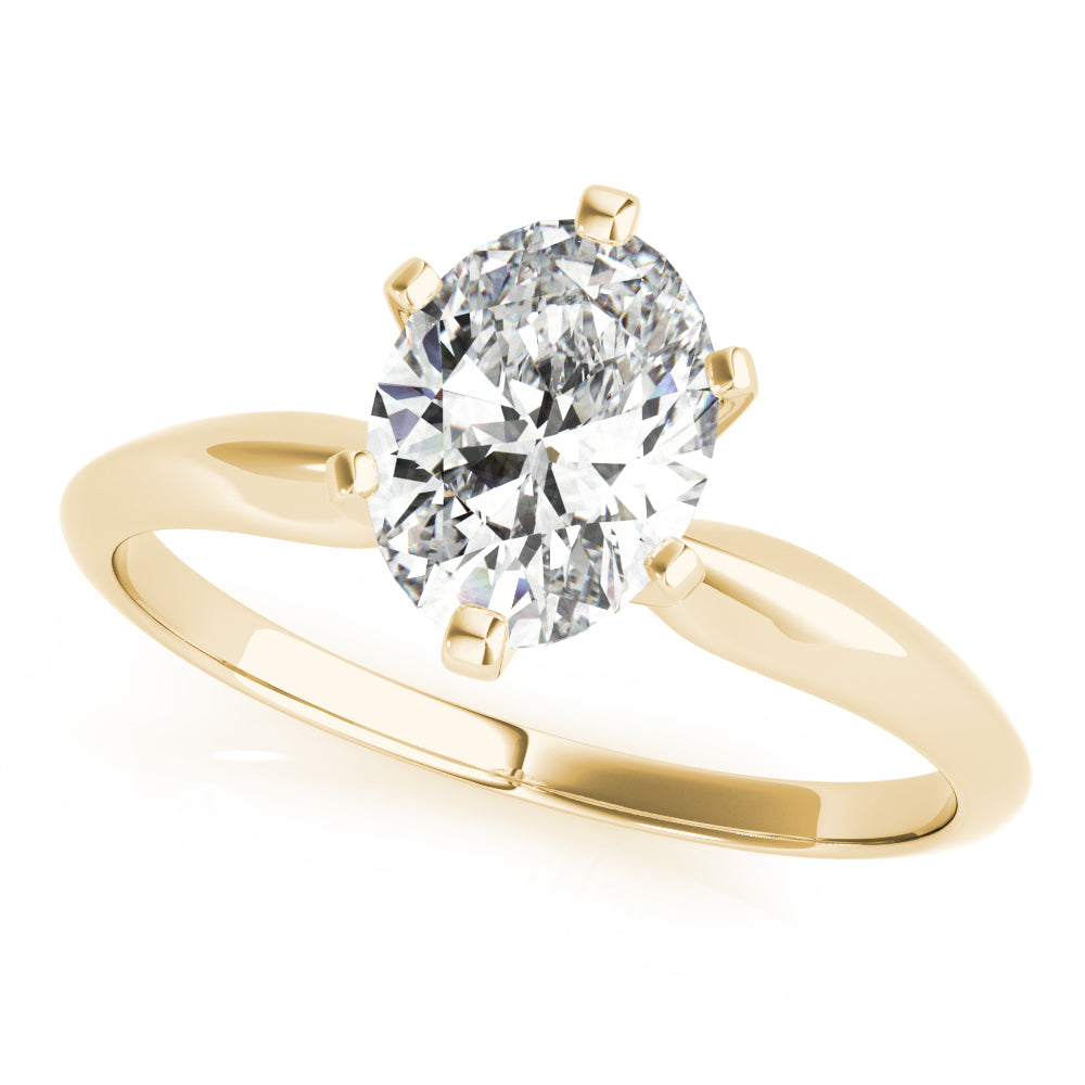 14K Yellow Gold Oval Diamond Six Prong Solitaire Engagement Ring (1ct) 